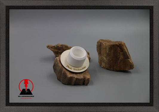 Set Kerze 240 & Stabkerzenhalter mini rund "Frohe Weihnachten" Typ A