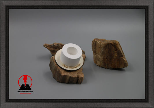 Set Kerze 240 & Stabkerzenhalter klein rund "Frohe Weihnachten" Typ C