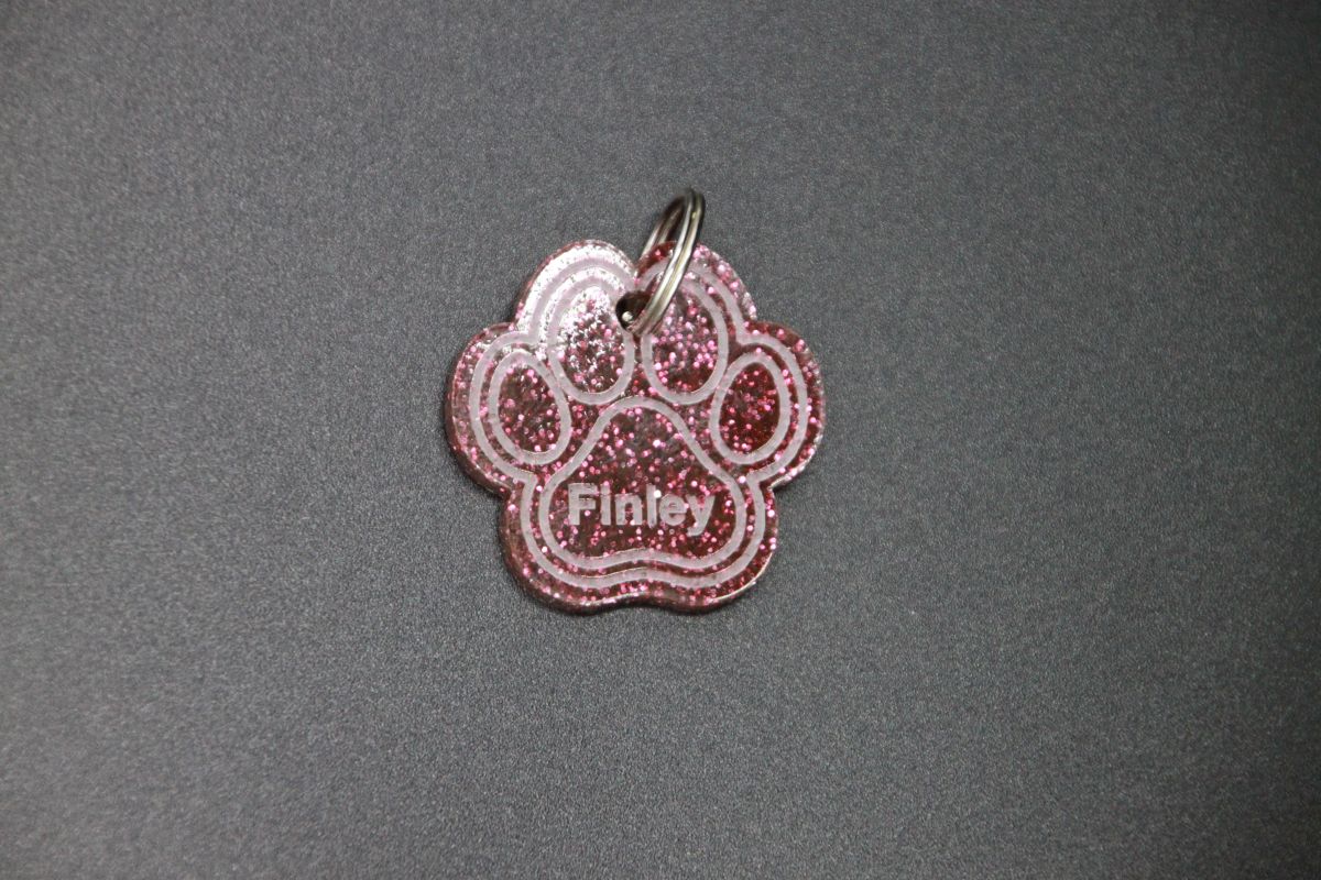 Hundemarke Pfote graviert