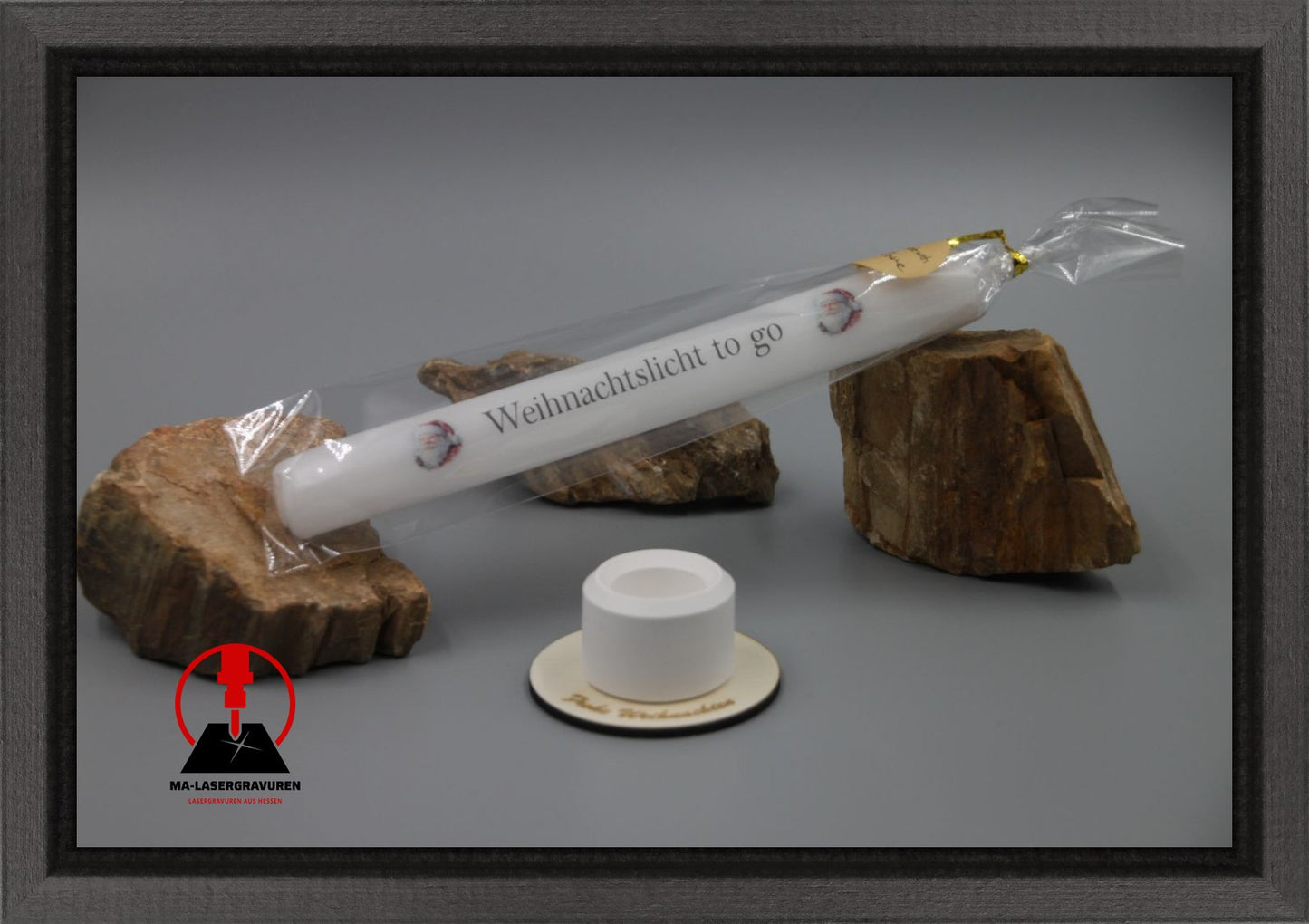 Set Kerze 190 & Stabkerzenhalter mini rund "Weihnachtslicht to go"