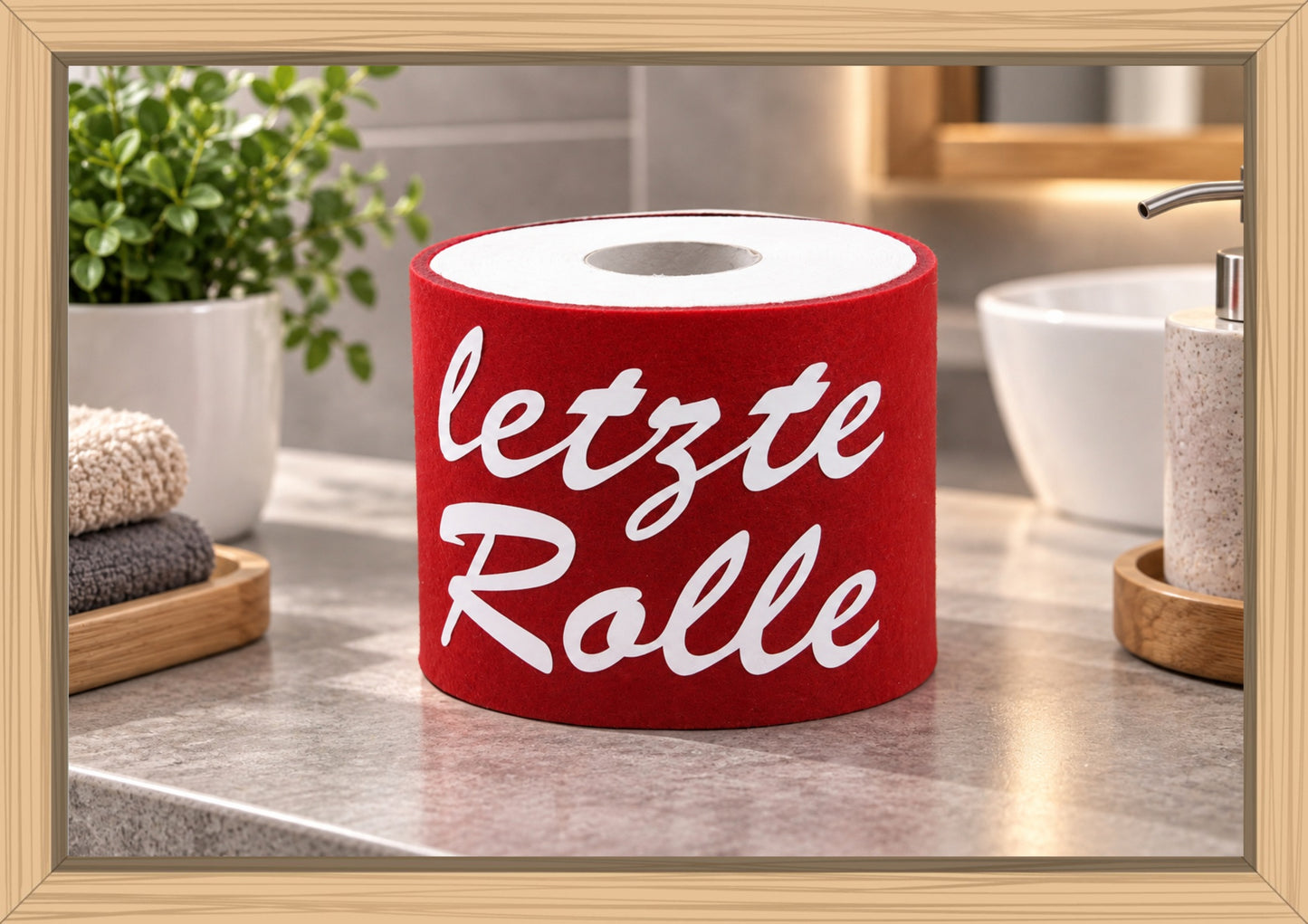 Toilettenpapierhalter "letzte Rolle"