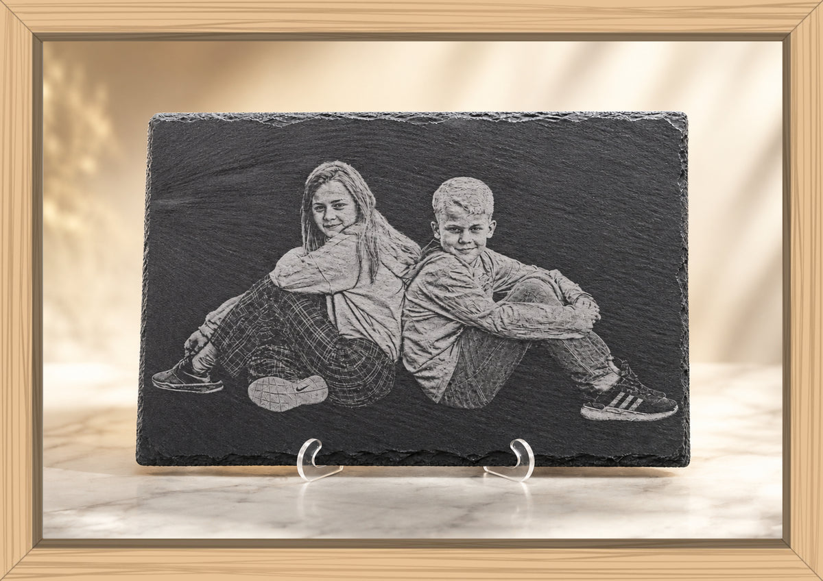 Schiefergravur incl Schrift und Foto 20x30 cm