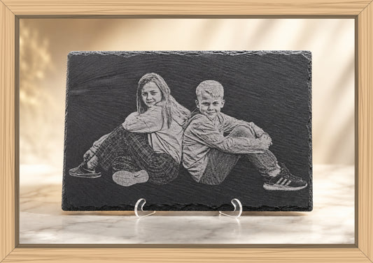 Schiefergravur incl Schrift und Foto 20x30 cm
