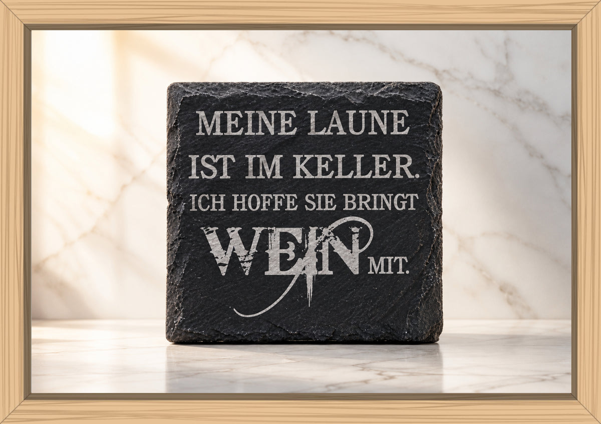 Schiefer Untersetzer 10x10cm mit Wein Sprüchen