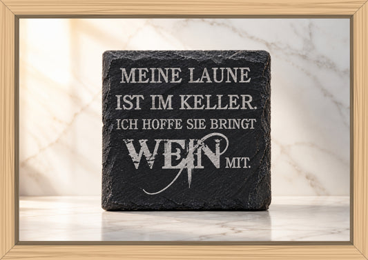 Schiefer Untersetzer 10x10cm mit Wein Sprüchen