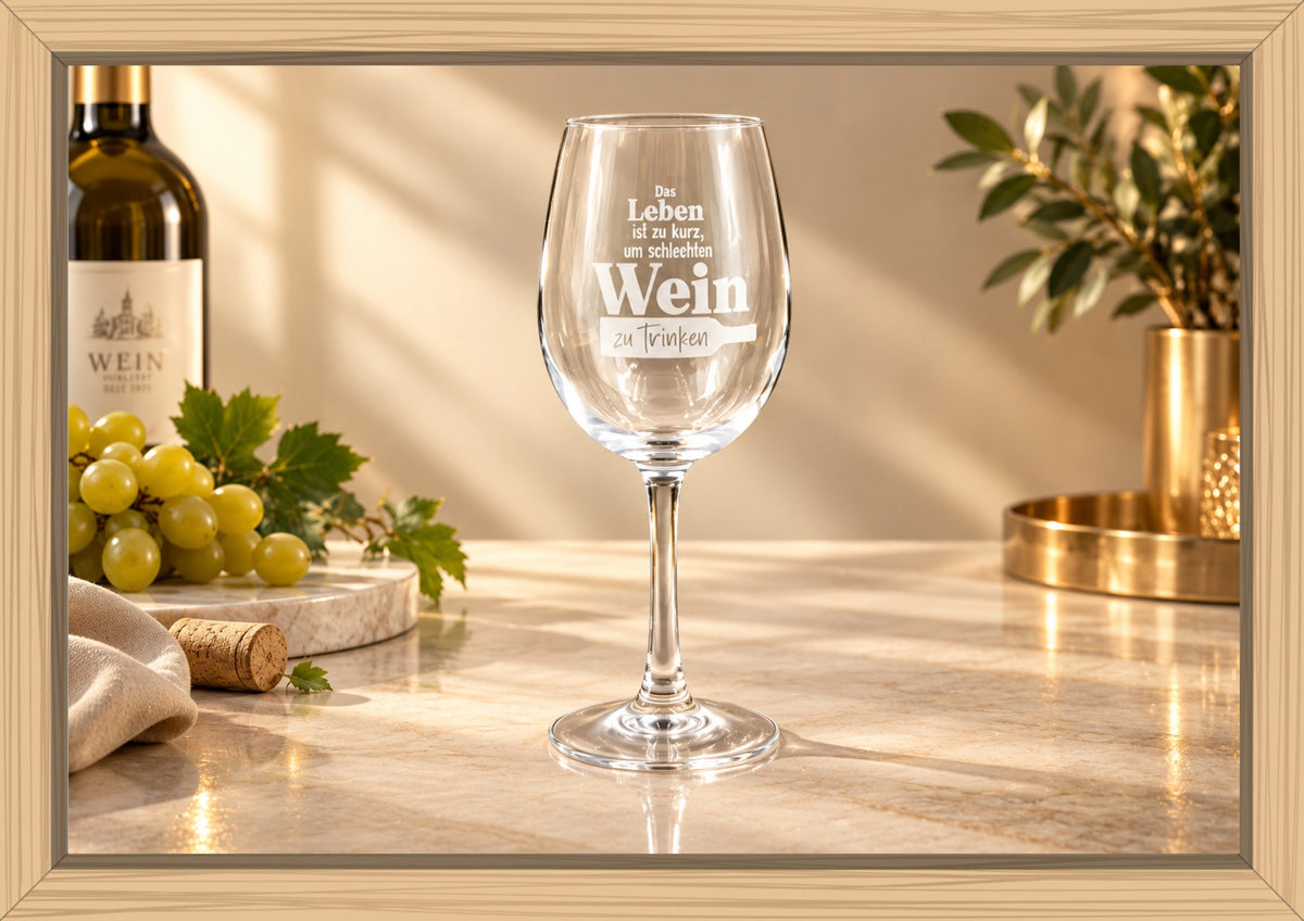 Weinglas (Weißwein) - Das Leben ist zu kurz um schlechten Wein zu trinken