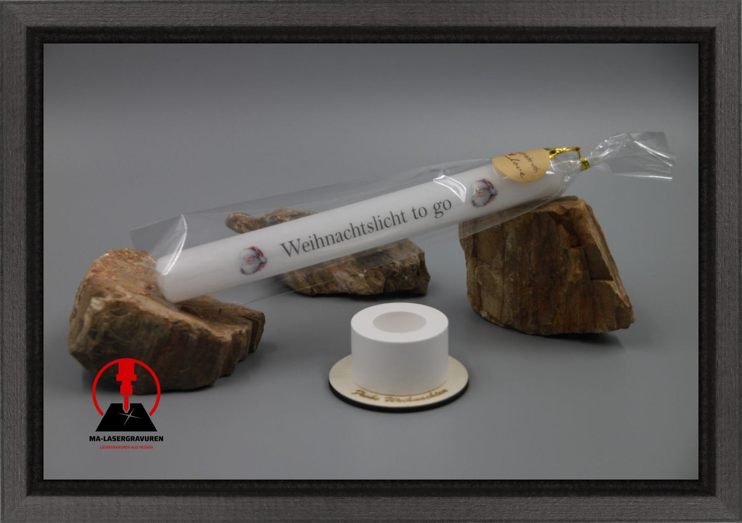 Set Kerze 190 & Stabkerzenhalter klein rund "Weihnachtslicht to go"