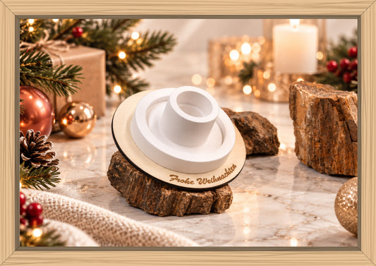 Set Kerze 240 & Stabkerzenhalter groß"Frohe Weihnachten" Typ A