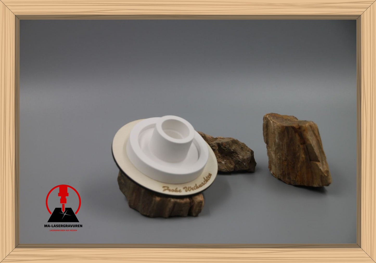 Set Kerze 240 & Stabkerzenhalter groß"Frohe Weihnachten" Typ A