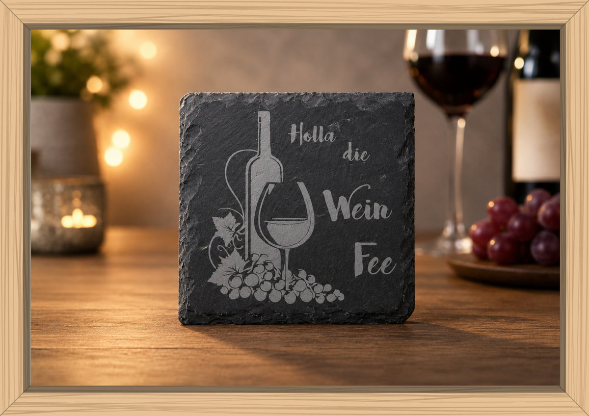 Schiefer Untersetzer 10x10cm mit Wein Sprüchen